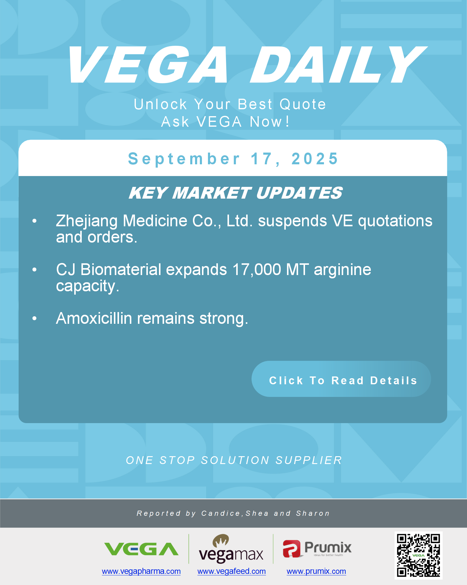 VEGA Daily Dated on September 17th 2025 Vitamin Amino Acid APl Food Additives.png